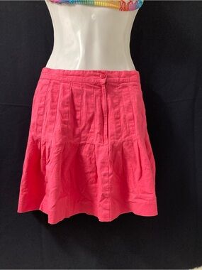 Adolfo International Pink Linen Blend Pleated Mini Skirt Size 14